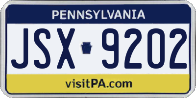 PA license plate JSX9202