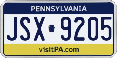 PA license plate JSX9205