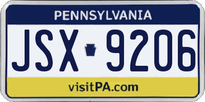 PA license plate JSX9206