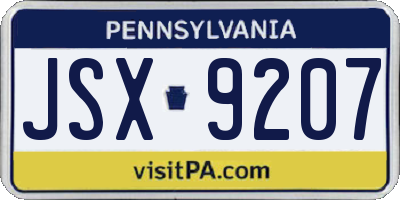 PA license plate JSX9207