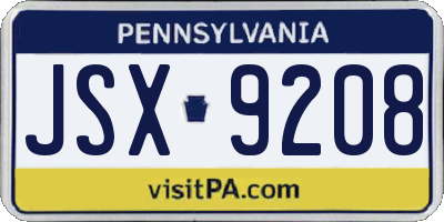 PA license plate JSX9208