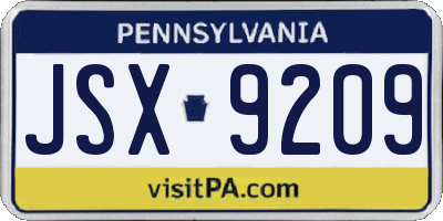 PA license plate JSX9209