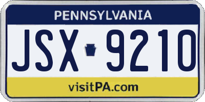 PA license plate JSX9210