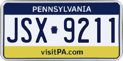 PA license plate JSX9211