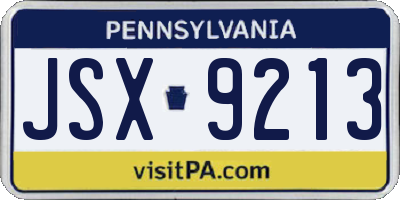 PA license plate JSX9213
