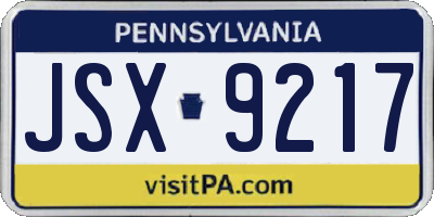 PA license plate JSX9217