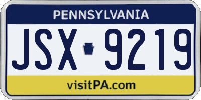 PA license plate JSX9219