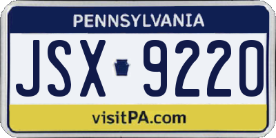 PA license plate JSX9220