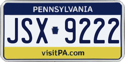 PA license plate JSX9222