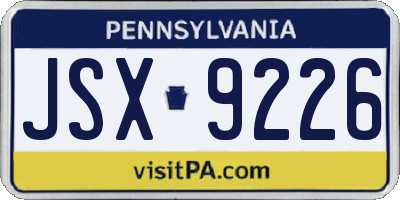 PA license plate JSX9226