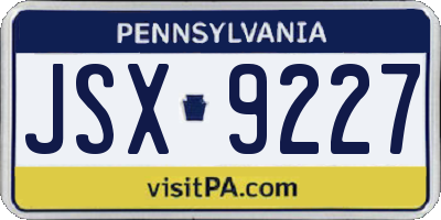 PA license plate JSX9227