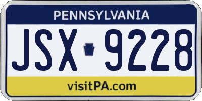 PA license plate JSX9228
