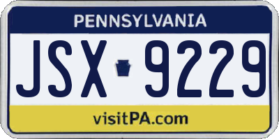 PA license plate JSX9229