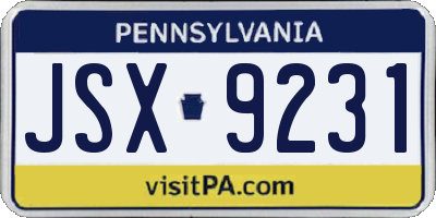 PA license plate JSX9231
