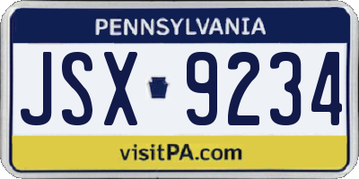 PA license plate JSX9234