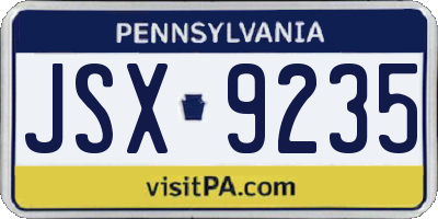 PA license plate JSX9235
