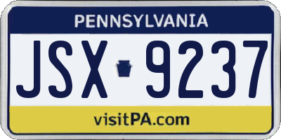 PA license plate JSX9237