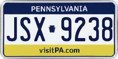 PA license plate JSX9238