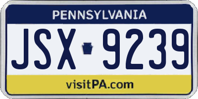 PA license plate JSX9239