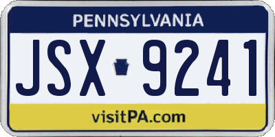 PA license plate JSX9241