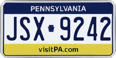 PA license plate JSX9242