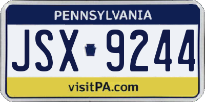 PA license plate JSX9244