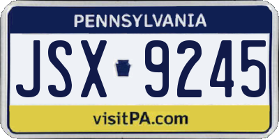 PA license plate JSX9245