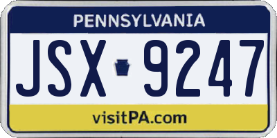 PA license plate JSX9247