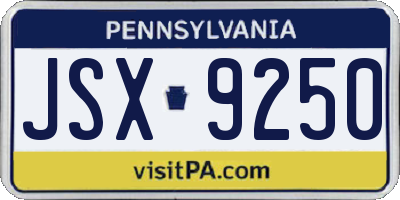 PA license plate JSX9250