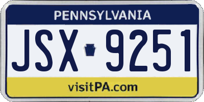 PA license plate JSX9251