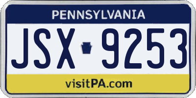 PA license plate JSX9253