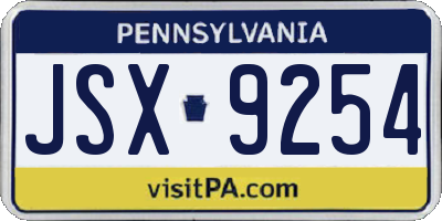 PA license plate JSX9254