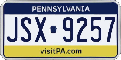 PA license plate JSX9257