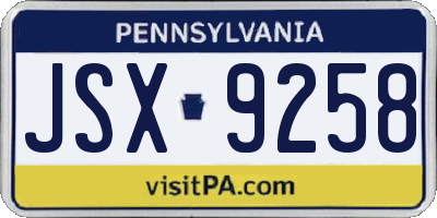 PA license plate JSX9258