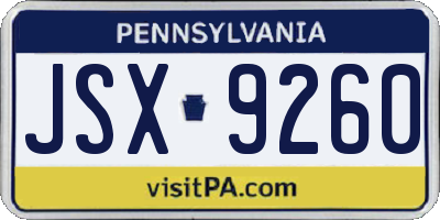 PA license plate JSX9260
