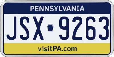 PA license plate JSX9263