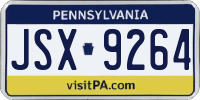 PA license plate JSX9264