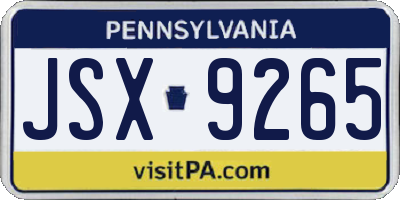 PA license plate JSX9265