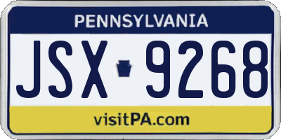 PA license plate JSX9268