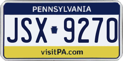 PA license plate JSX9270