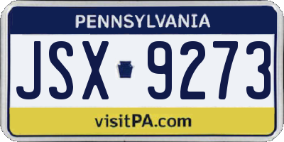 PA license plate JSX9273