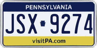 PA license plate JSX9274