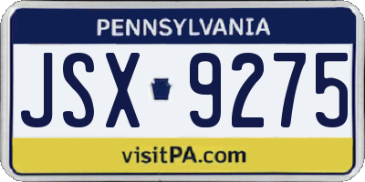 PA license plate JSX9275
