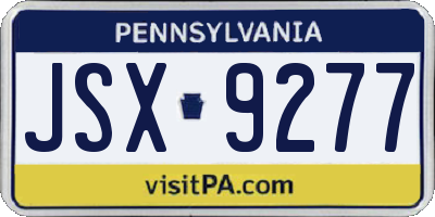 PA license plate JSX9277