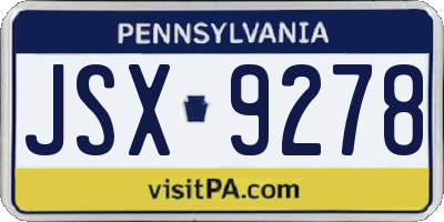 PA license plate JSX9278