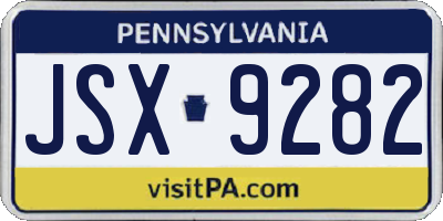 PA license plate JSX9282