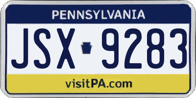 PA license plate JSX9283