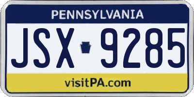 PA license plate JSX9285