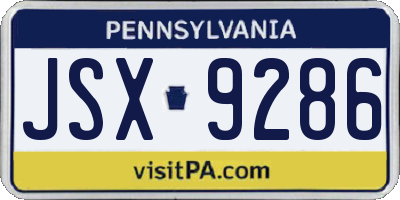 PA license plate JSX9286