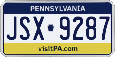 PA license plate JSX9287